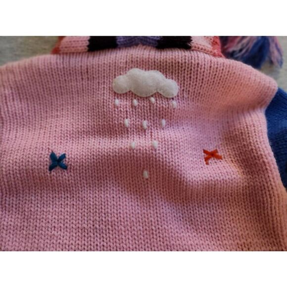 PERUVIAN HAND KNIT PATCHWORK HOODED ZIP UP PINK SWEATER NWT - Picture 10 of 11